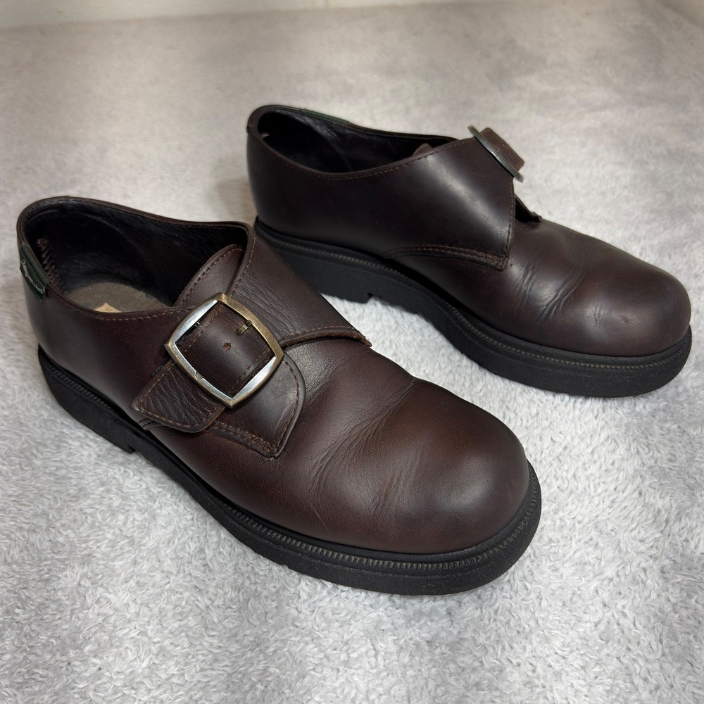 Eastland Monk Strap Shoes Women 9M Brown Leather Platform Buckle Vintage Loafers